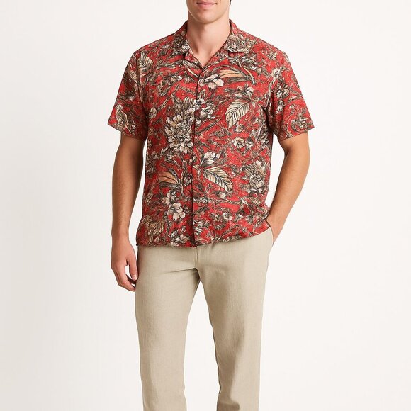 Hilo Hattie Hawaiian Shirt Red Tropical Floral Made in Hawaii Sz 3XL Aloha Camp - Picture 1 of 7